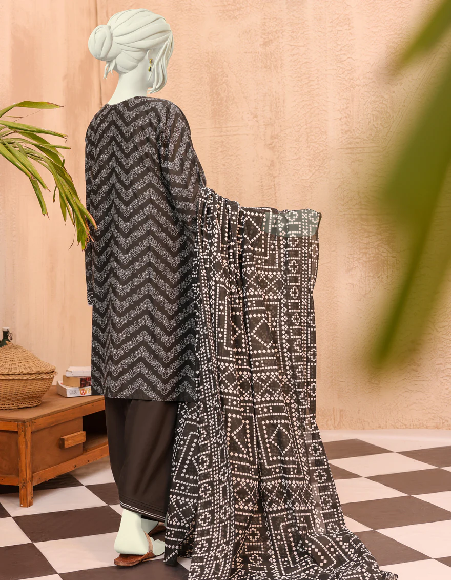 BLACK LAWN 3PC UNSTITCHED | JJLS-S-JPWU-US-22-033 FB/VANESSA - Image 2
