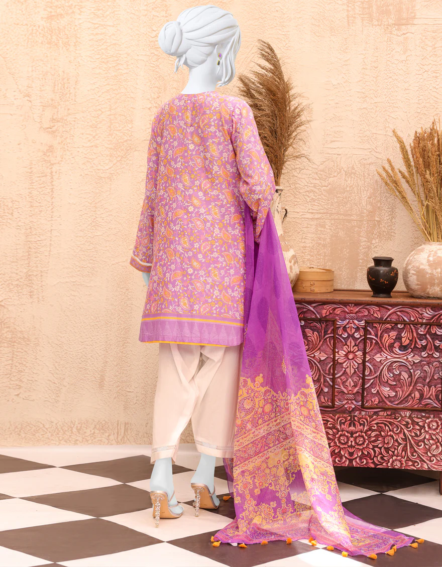 PURPLE LAWN 3PC UNSTITCHED | JJLS-S-JPWU-US-22-039 FB/PURPLE PAISLEY - Image 2