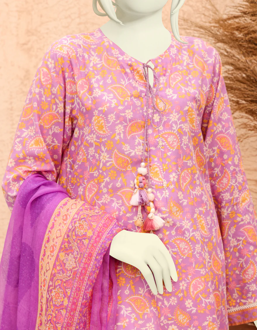PURPLE LAWN 3PC UNSTITCHED | JJLS-S-JPWU-US-22-039 FB/PURPLE PAISLEY - Image 3