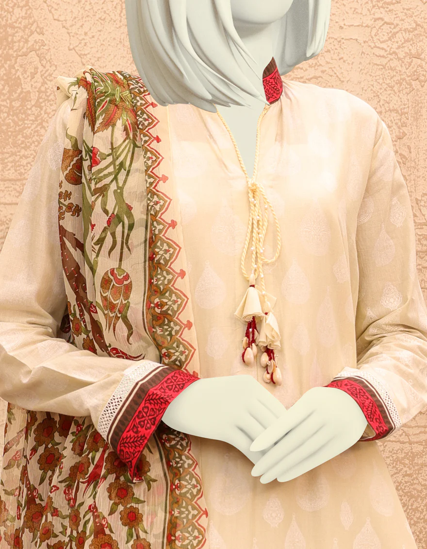 IVORY LAWN 3PC UNSTITCHED | JJLS-S-JPWU-US-22-040 FB/TEAR DROP - Image 3