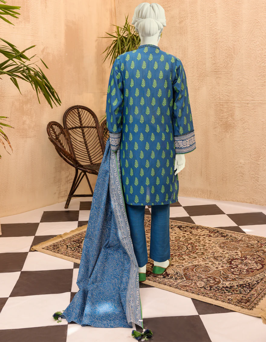 BLUE KHADDAR 3PC UNSTITCHED | JJLS-S-JPWU-US-22-041 FB/ZEHA - Image 2