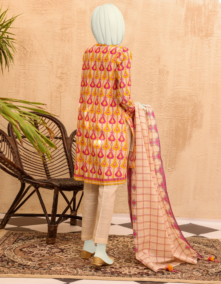 PINK & YELLOW KHADDAR 3PC UNSTITCHED | JJLS-S-JPWU-US-22-043 FB/BAHAR - Image 2