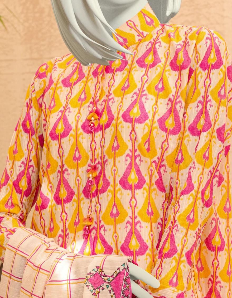 PINK & YELLOW KHADDAR 3PC UNSTITCHED | JJLS-S-JPWU-US-22-043 FB/BAHAR - Image 3