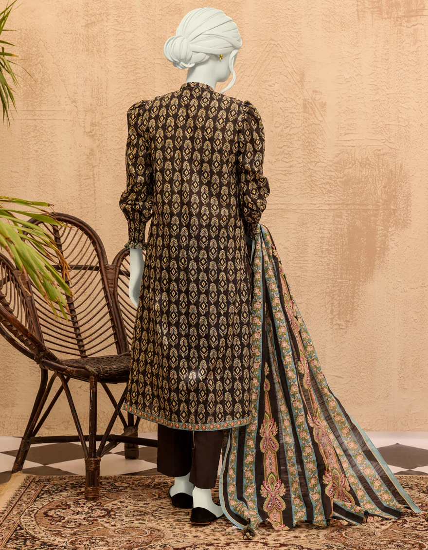 BLACK KHADDAR 3PC UNSTITCHED | JJLS-S-JPWU-US-22-044 FB/RUST - Image 2