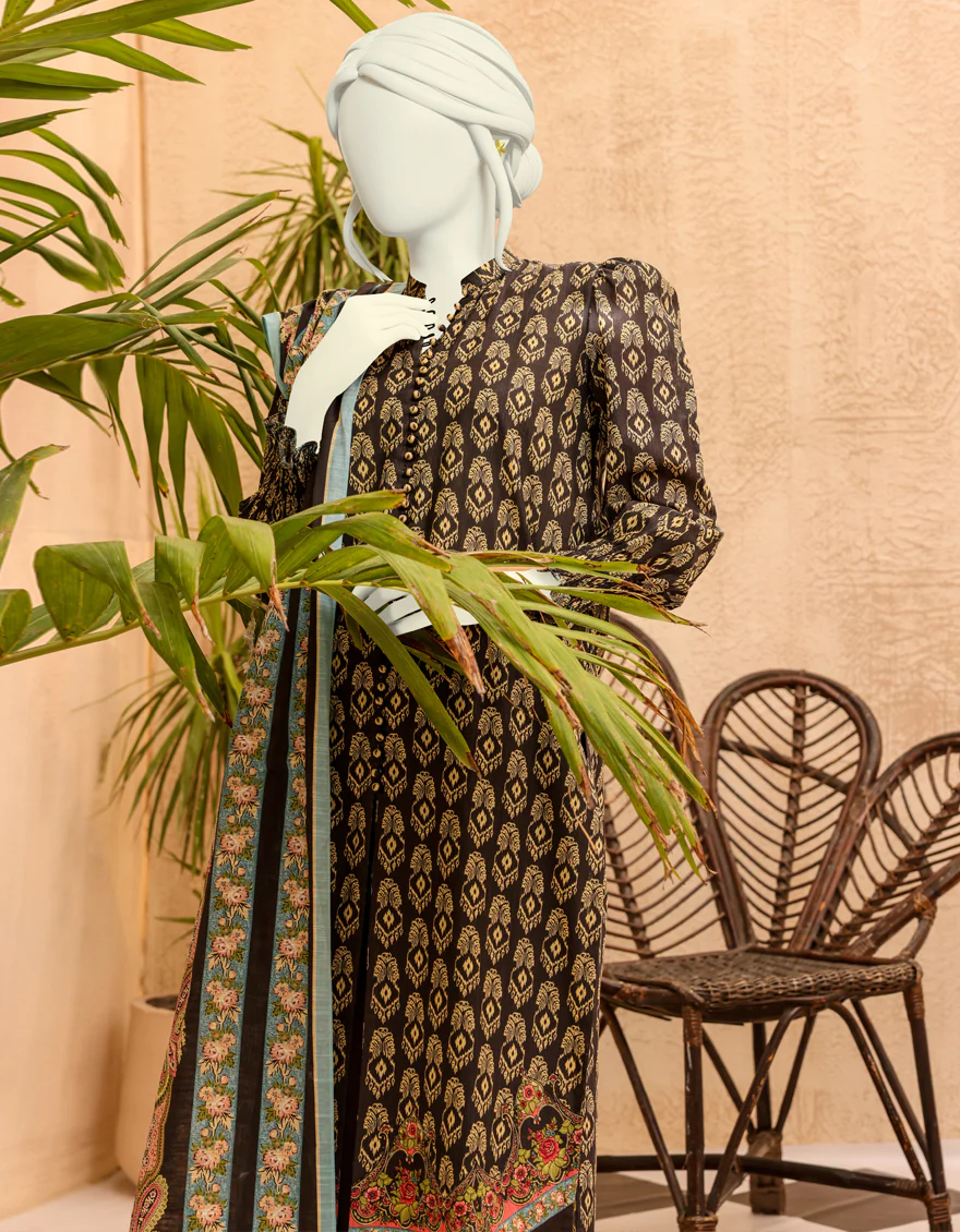 BLACK KHADDAR 3PC UNSTITCHED | JJLS-S-JPWU-US-22-044 FB/RUST - Image 4