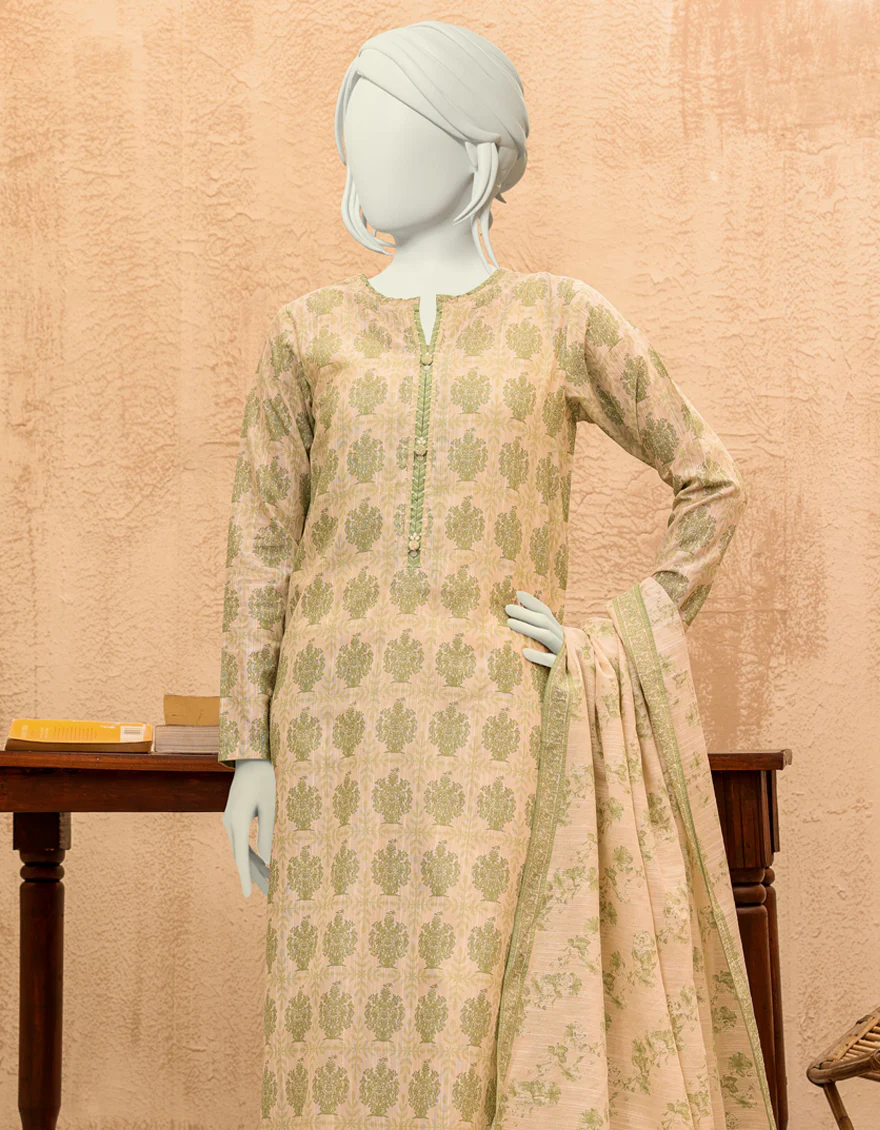 CREAM GREEN KHADDAR 3PC UNSTITCHED | JJLS-S-JPWU-US-22-045 FB/KONIA - Image 3