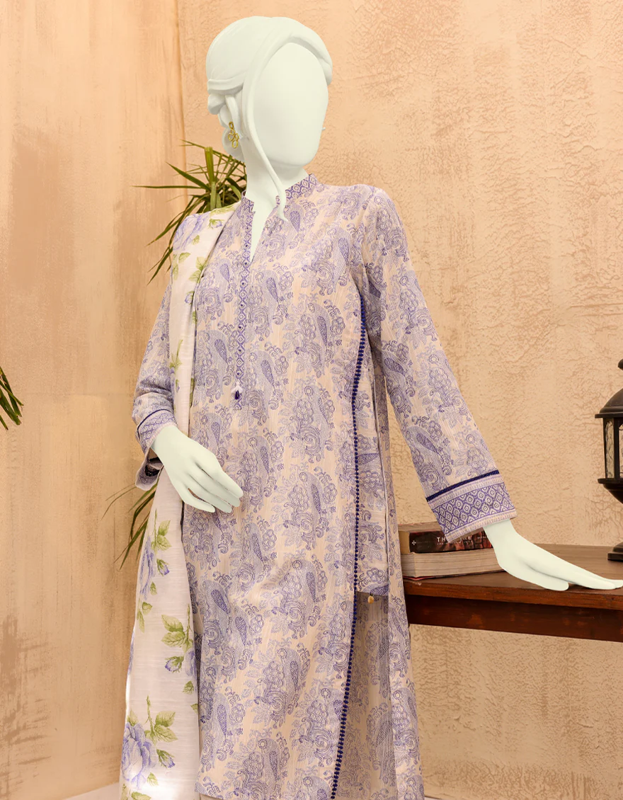 BLUE-OFF WHITE KHADDAR 3PC UNSTITCHED | JJLS-S-JPWU-US-22-046 FB/TUKWARI - Image 4
