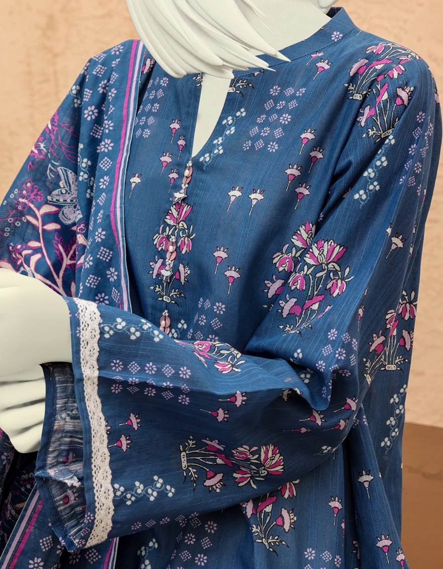 TEAL BLUE KHADDAR 3PC UNSTITCHED | JJLS-S-JPWU-US-22-048 FB/ROHIRHO - Image 2