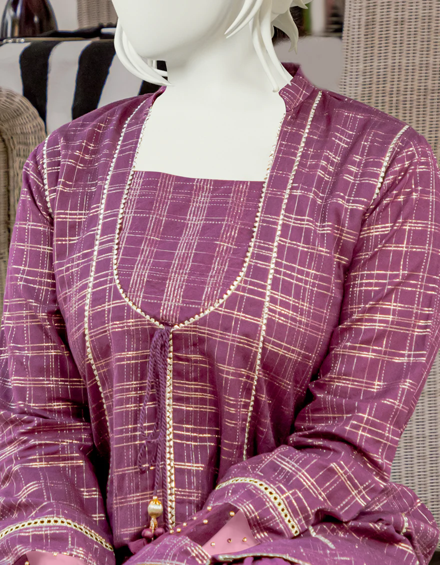 DARK PURPLE NEARANG 1PC UNSTITCHED | JJLS-S-JSU-US-22-918 FB/BDL-003 - Image 2