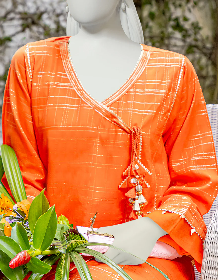 ORANGE NEARANG 1PC UNSTITCHED | JJLS-S-JSU-US-22-919 FB/BDL-004 - Image 2