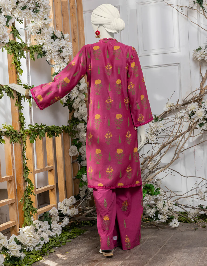 PINK LAWN 2PC UNSTITCHED | JJLS-S-JW2-24-2009 FB/BLOCK PRINT-2 - Image 2