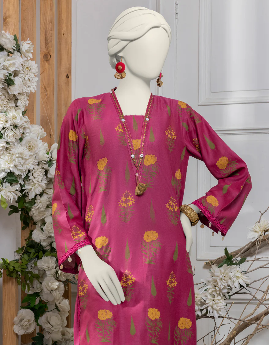 PINK LAWN 2PC UNSTITCHED | JJLS-S-JW2-24-2009 FB/BLOCK PRINT-2 - Image 3