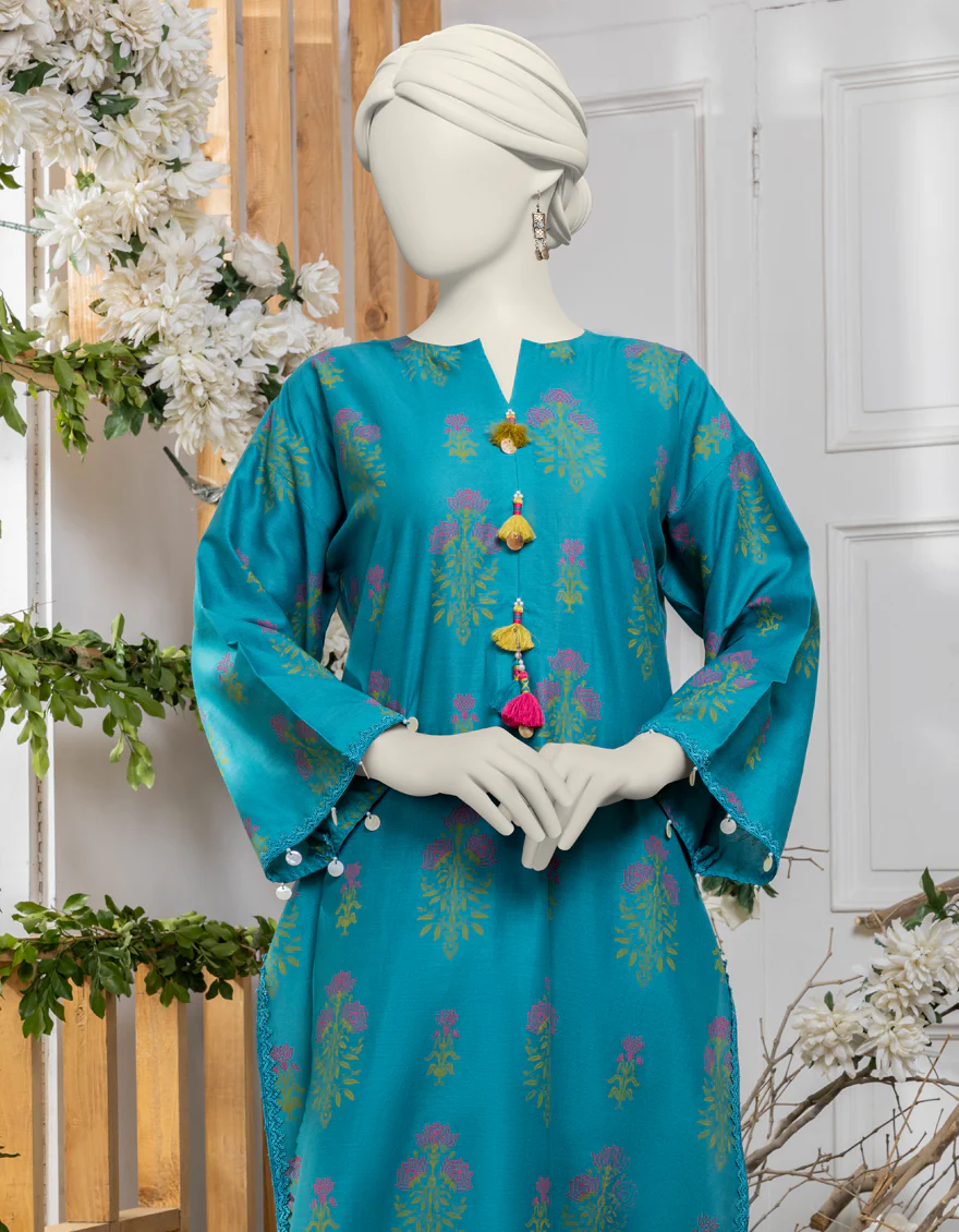 BLUE LAWN 2PC UNSTITCHED | JJLS-S-JW2-24-2010 FB/BLOCK PRINT-3 - Image 3