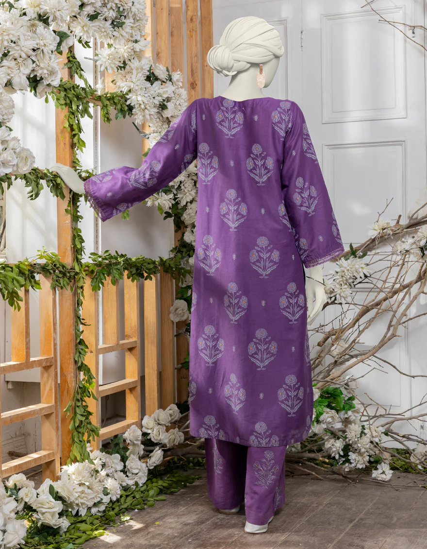 PURPLE LAWN 2PC UNSTITCHED | JJLS-S-JW2-24-2011 FB/BLOCK PRINT-4 - Image 2