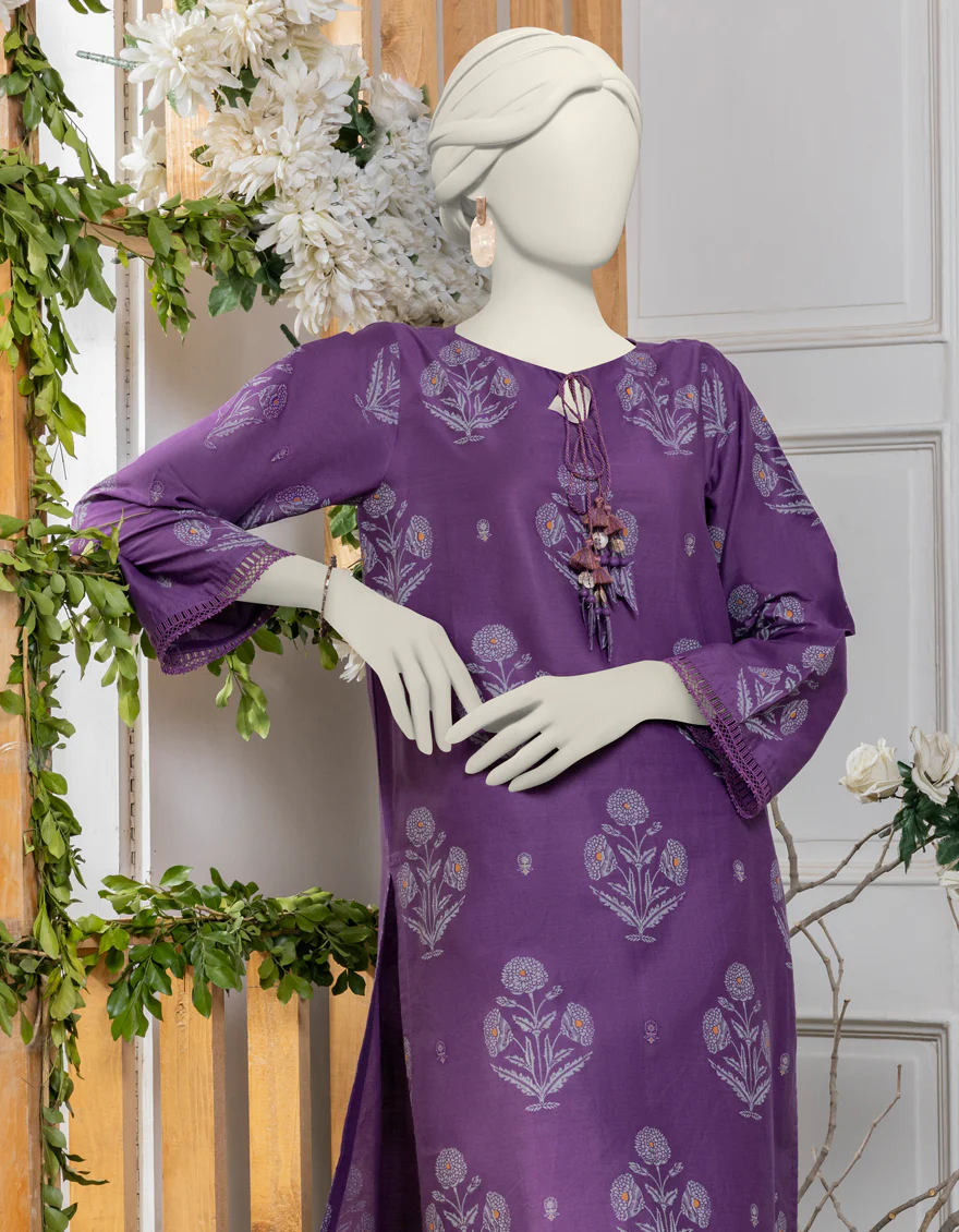 PURPLE LAWN 2PC UNSTITCHED | JJLS-S-JW2-24-2011 FB/BLOCK PRINT-4 - Image 3