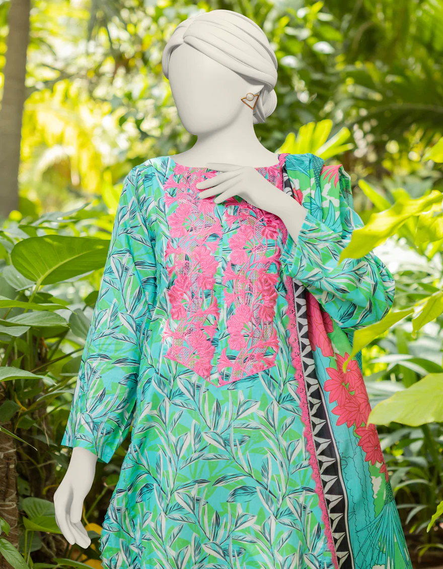 MULTICOLOR LAWN 2PC UNSTITCHED | JJLS-S-JW2-24-7012 FB/TROPICAL-1 - Image 3