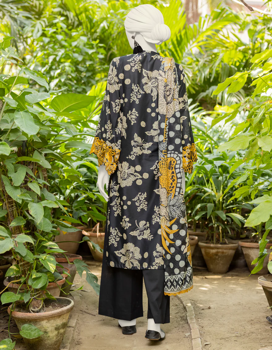 BLACK LAWN 2PC UNSTITCHED | JJLS-S-JW2-24-7013 FB/TROPICAL-2 - Image 2