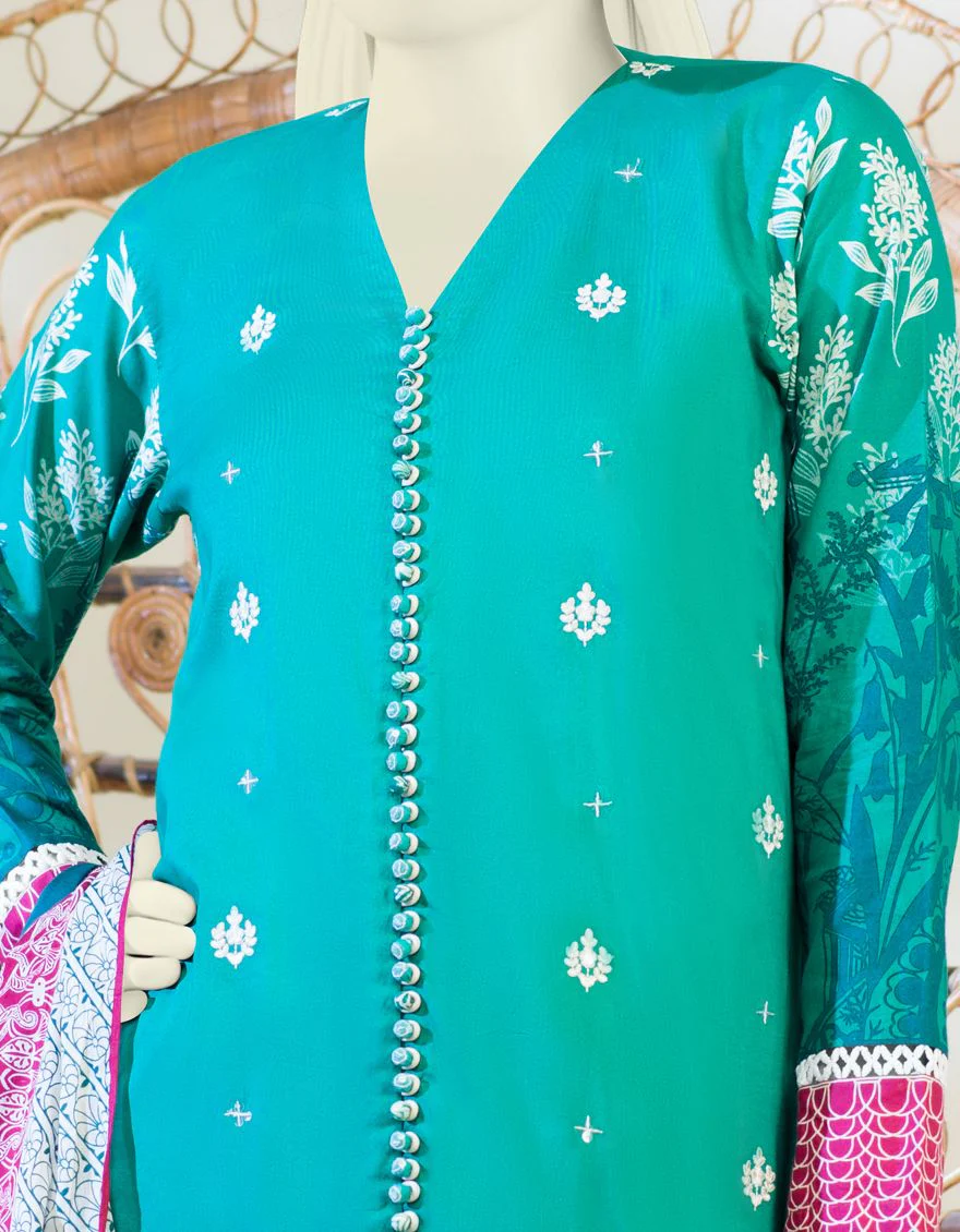 TURTLE GREEN LAWN 2PC UNSTITCHED | JJLS-S-JW2-US-21-7009 FB/SIGAN - Image 2