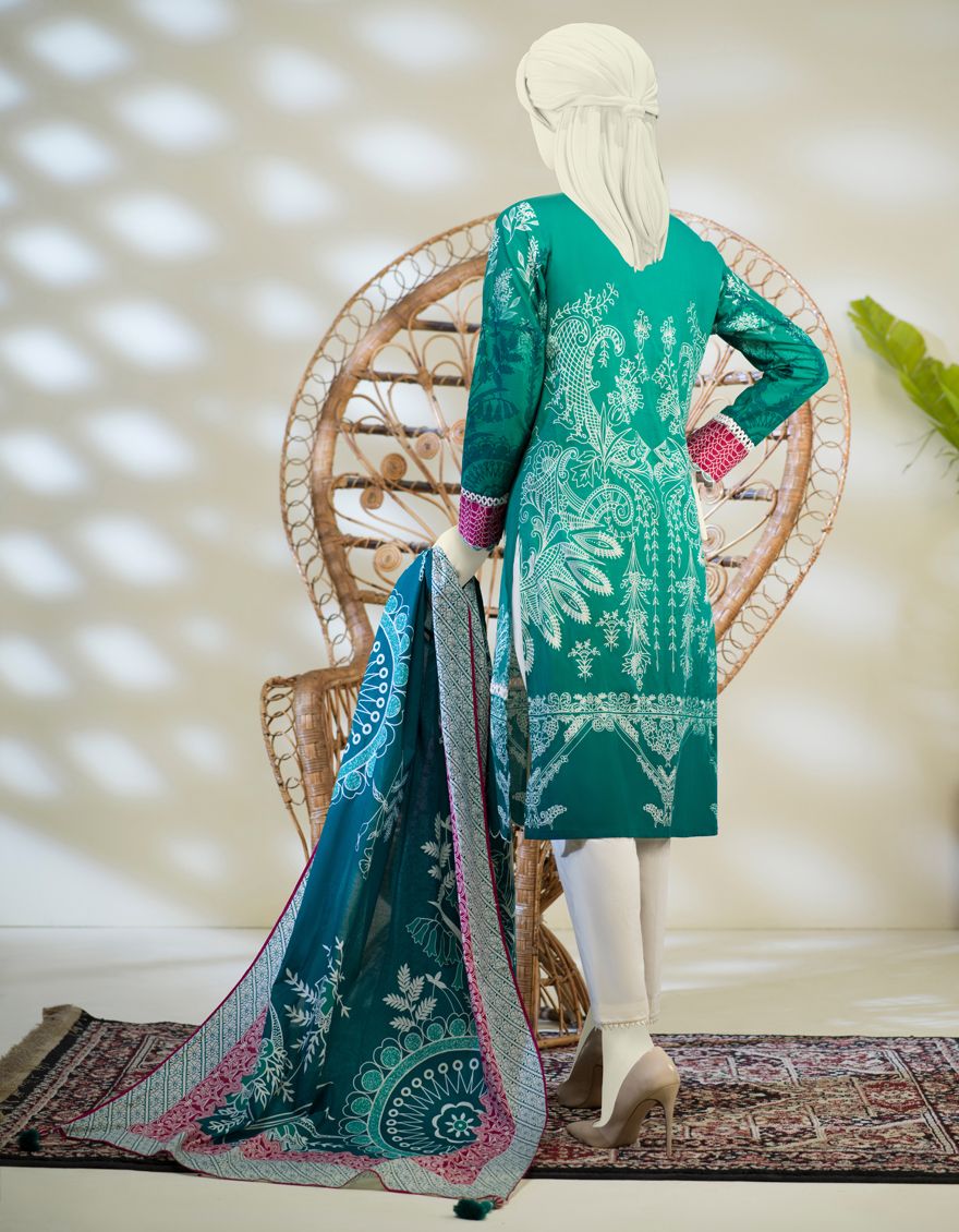 TURTLE GREEN LAWN 2PC UNSTITCHED | JJLS-S-JW2-US-21-7009 FB/SIGAN - Image 4