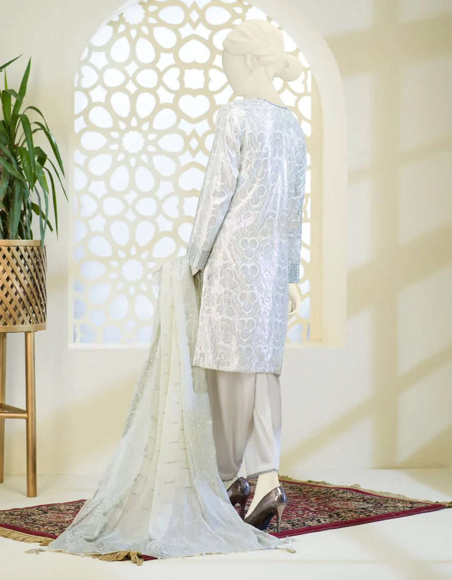 SILVER WHITE JACQUARD 2PC UNSTITCHED | JJLS-S-JW2-US-21-7012 FB/ISOKE - Image 3