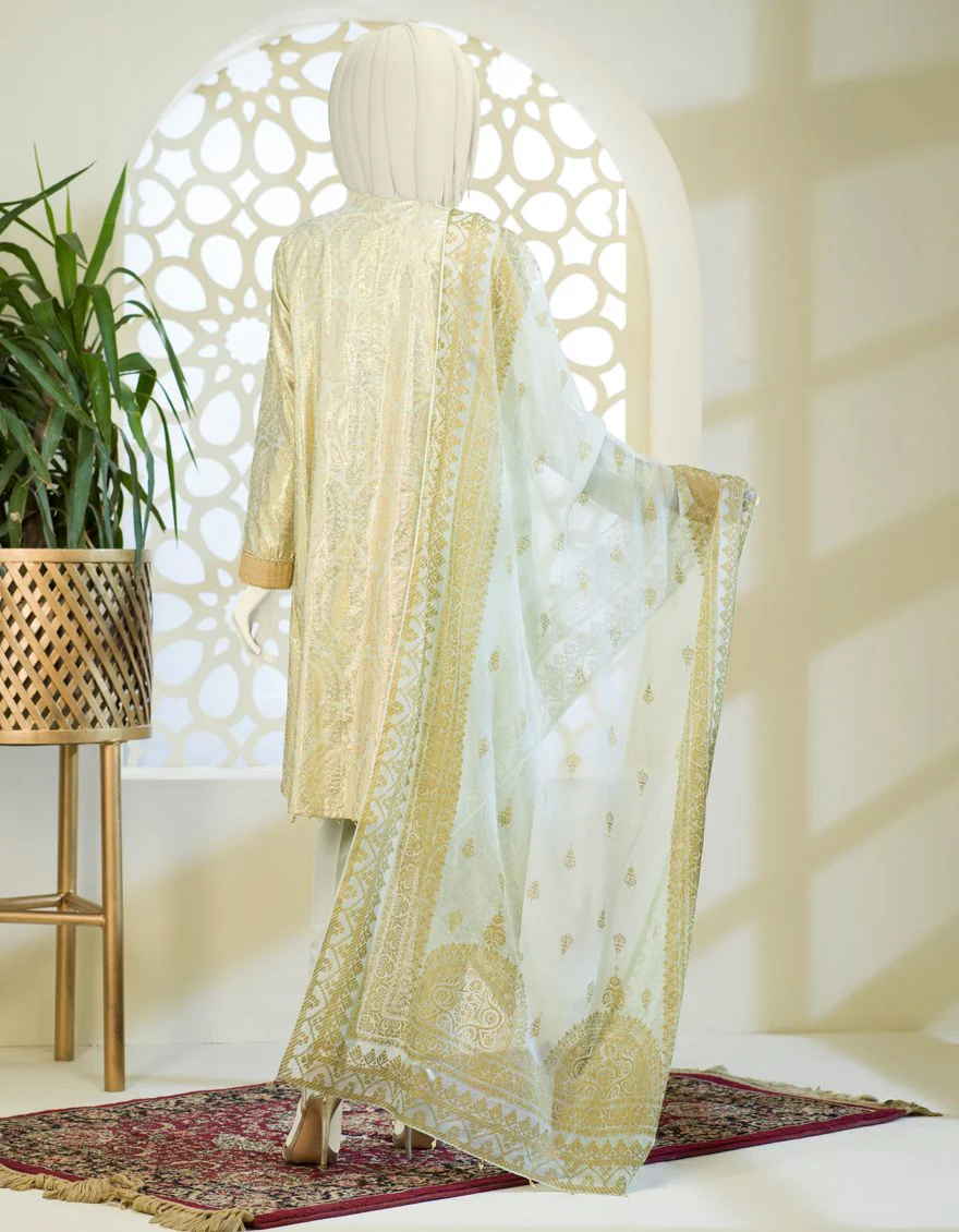 GOLDEN-GREEN JACQUARD 2PC UNSTITCHED | JJLS-S-JW2-US-21-7015 FB/GIALLO - Image 3
