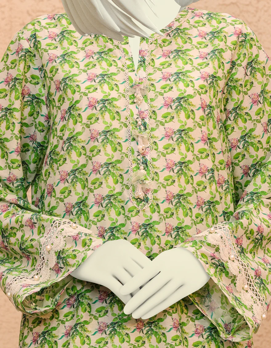 GREEN-OFF WHITE LAWN 2PC UNSTITCHED | JJLS-S-JW2-US-22-2011 FB/ITE - Image 3