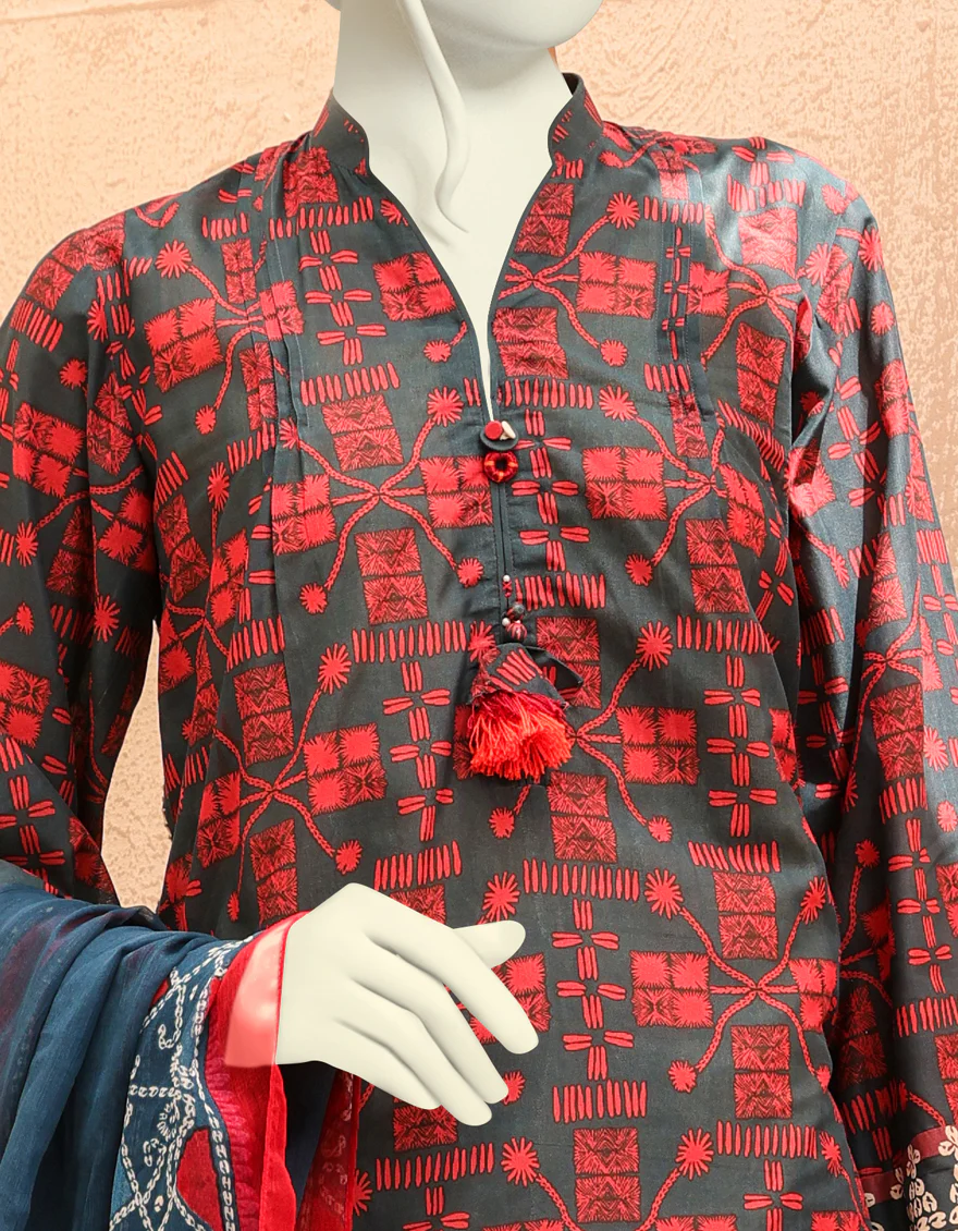 BLUE & RED LAWN 2PC UNSTITCHED | JJLS-S-JW2-US-22-7006 FB/CASPER - Image 3