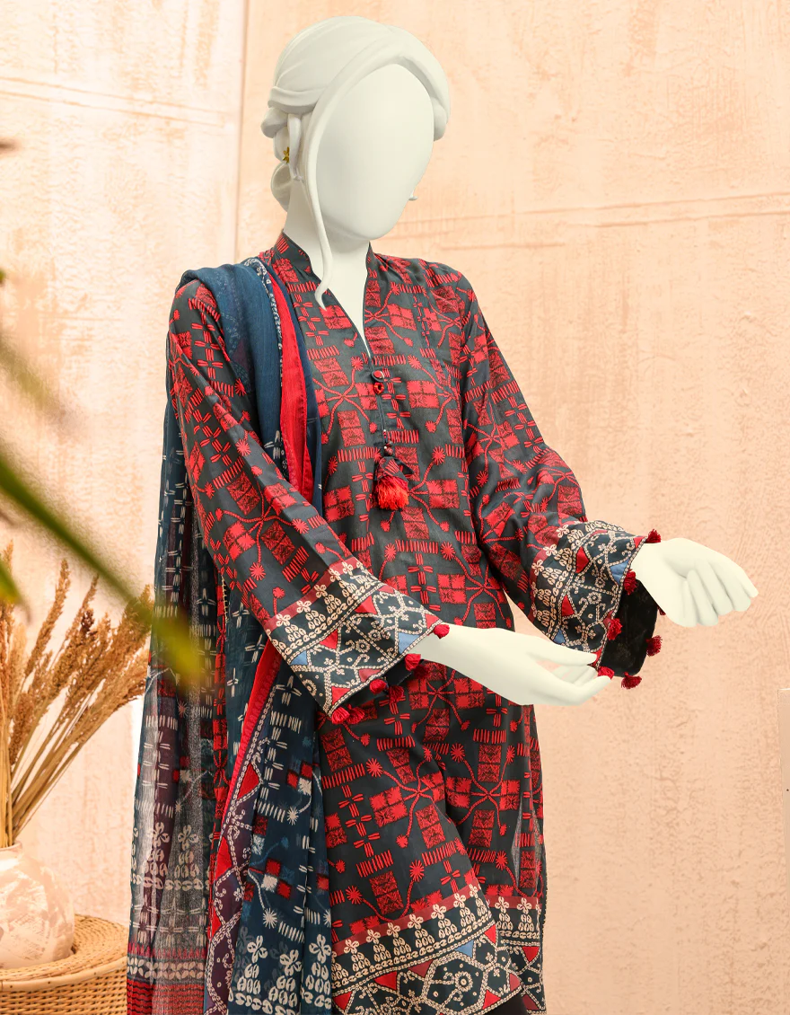 BLUE & RED LAWN 2PC UNSTITCHED | JJLS-S-JW2-US-22-7006 FB/CASPER - Image 4