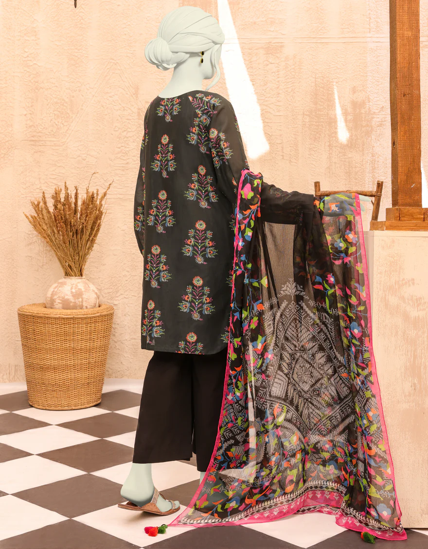 BLACK LAWN 2PC UNSTITCHED | JJLS-S-JW2-US-22-7007 FB/SAINCHI - Image 2