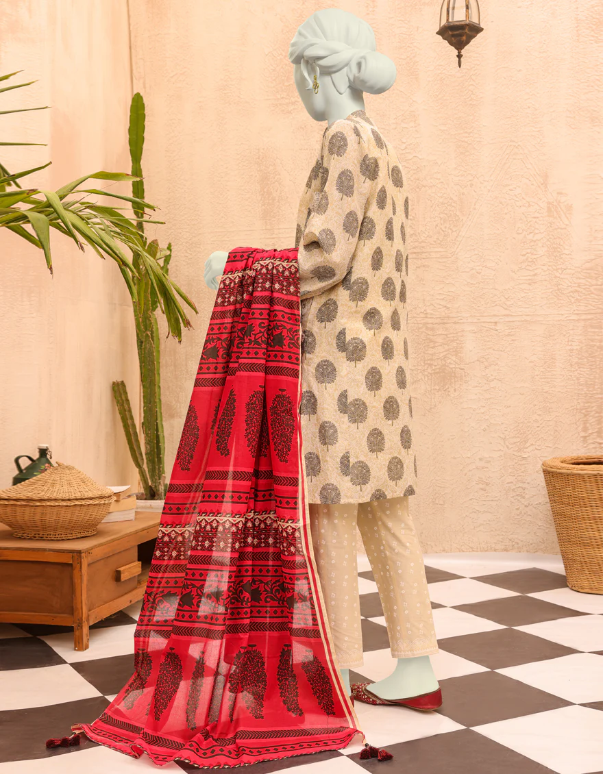 RED & BLACK LAWN 2PC UNSTITCHED | JJLS-S-JW2-US-22-7012 FB/SHAJAR - Image 2