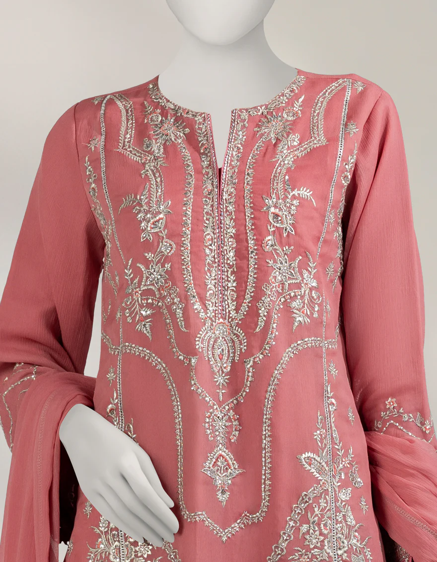 PINK ORGANZA 3PC UNSTITCHED | JJLS-W-JFU-25-710 FB/FALAK-02 - Image 3