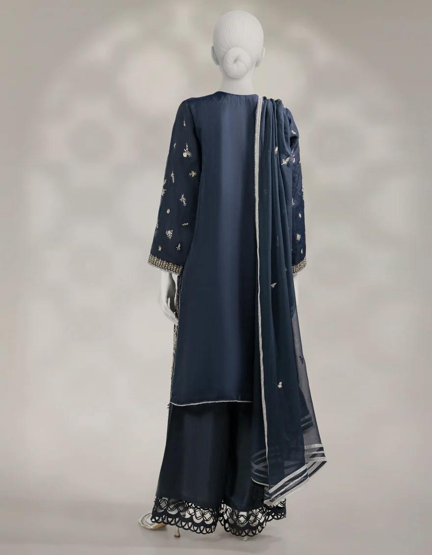 BLUE ORGANZA 3PC UNSTITCHED | JJLS-W-JFU-25-711 FB/FALAK-3 - Image 2