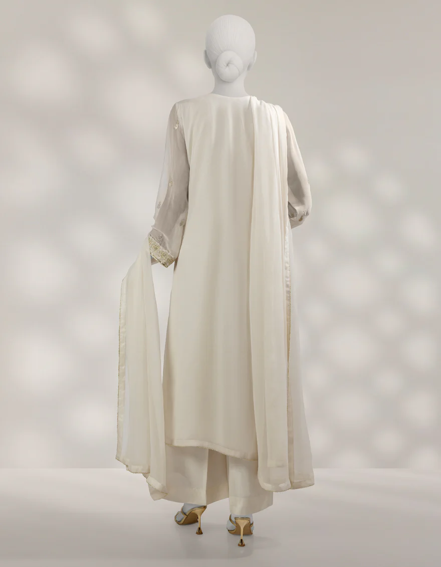 OFF WHITE CHIFFON 3PC UNSTITCHED | JJLS-W-JFU-25-713 FB/FALAK-05 - Image 2