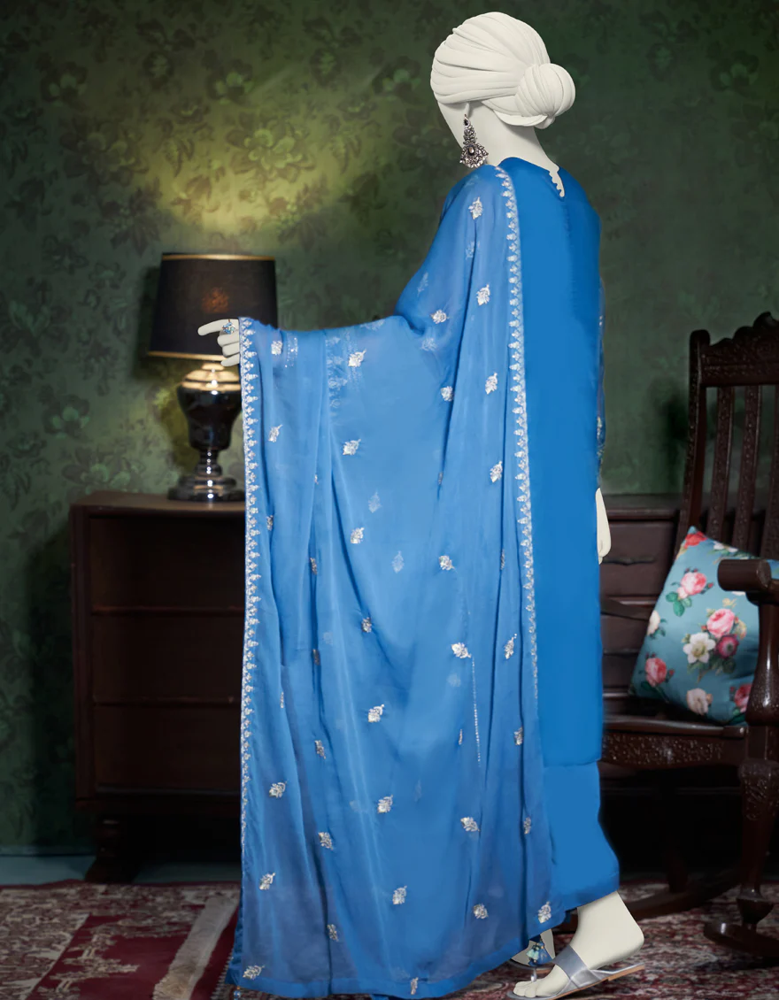 TEAL BLUE LAWN 3PC UNSTITCHED | JJLS-W-JFU-US-23-711 FB/MK-84 - Image 2