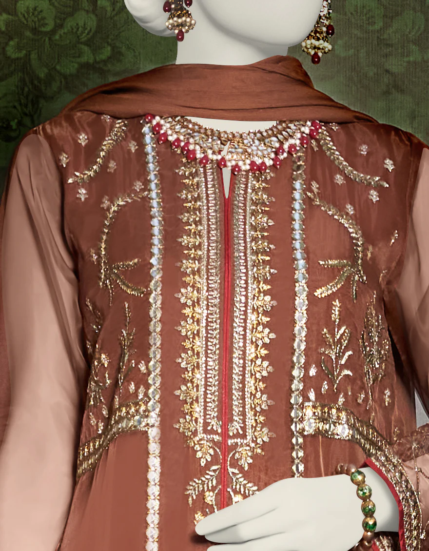 BROWN LAWN 3PC UNSTITCHED | JJLS-W-JFU-US-23-714 FB/HF-181 - Image 3