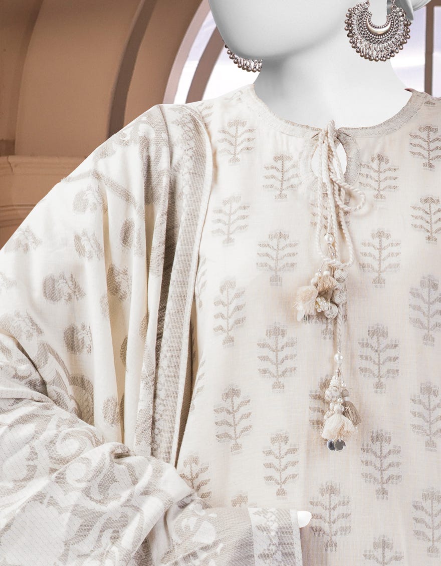 WHITE SLUB 3PC UNSTITCHED | JJLS-W-JW-24-1703 FB/FARAS-4 - Image 2