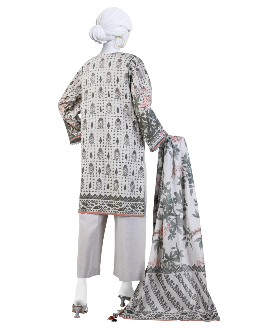 WHITE CAMBRIC 3PC UNSTITCHED | JJLS-W-JW-24-1708 FB/FLORAL JAMDANI-1 - Image 2