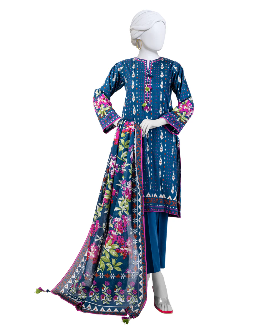 BLUE CAMBRIC 3PC UNSTITCHED | JJLS-W-JW-24-1711 FB/FLORAL JAMDANI-4