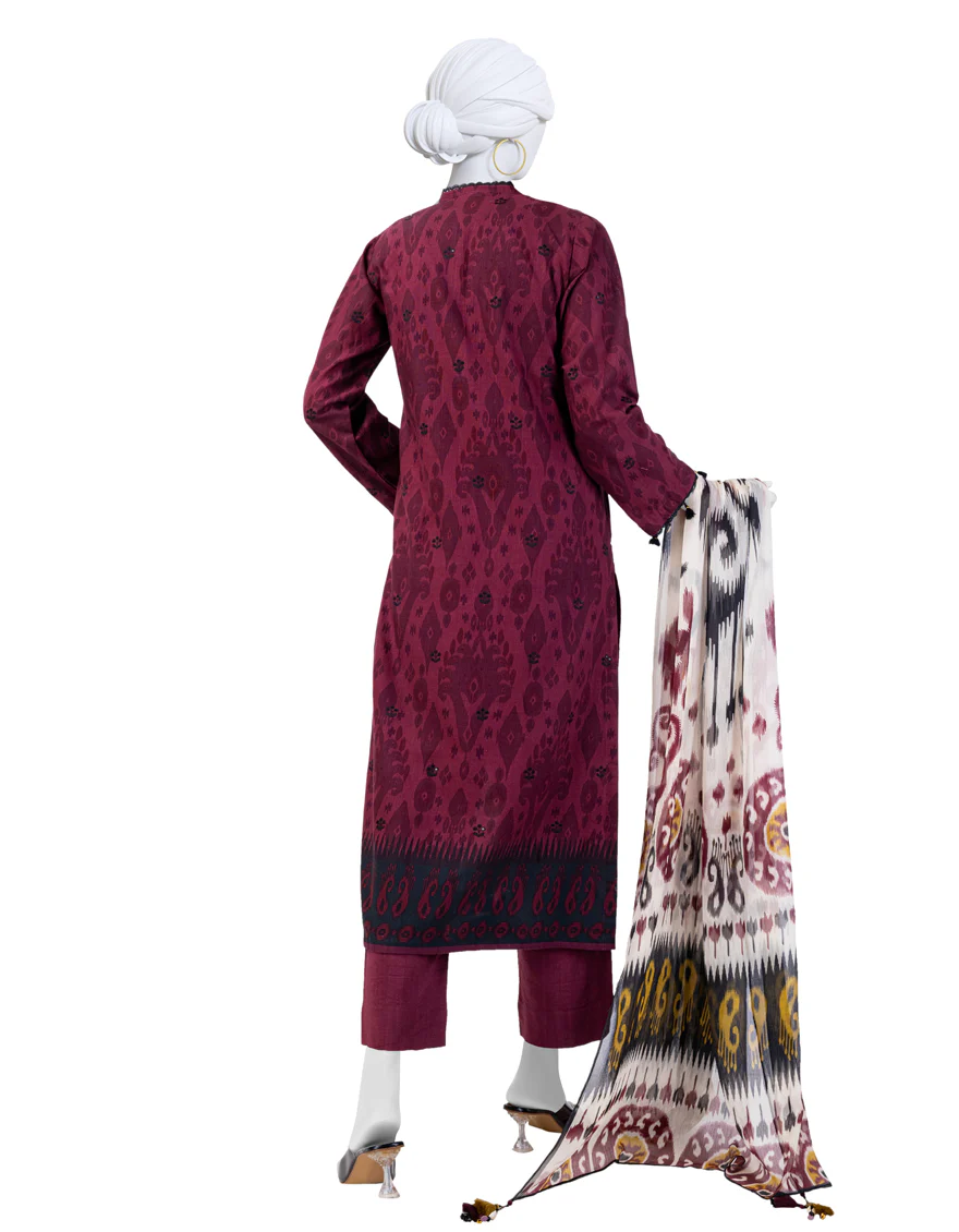 MULTICOLOR CAMBRIC 3PC UNSTITCHED | JJLS-W-JW-24-1712 FB/IKAT-1 - Image 2