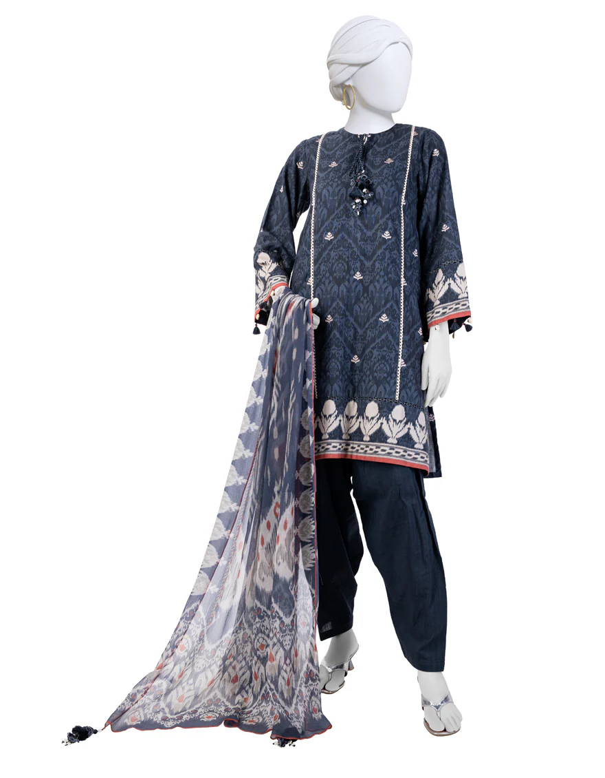 MULTICOLOR CAMBRIC 3PC UNSTITCHED | JJLS-W-JW-24-1715 FB/IKAT-4