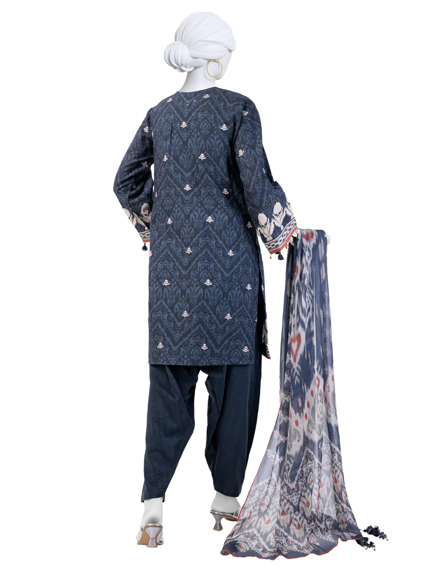 MULTICOLOR CAMBRIC 3PC UNSTITCHED | JJLS-W-JW-24-1715 FB/IKAT-4 - Image 2