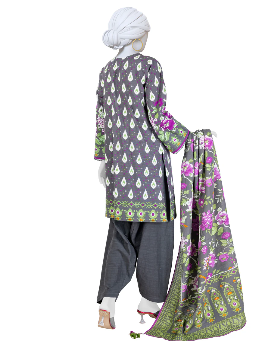 MULTICOLOR KHADDAR 3PC UNSTITCHED | JJLS-W-JW-24-1723 FB/FLORAL JAMDANI-6 - Image 2