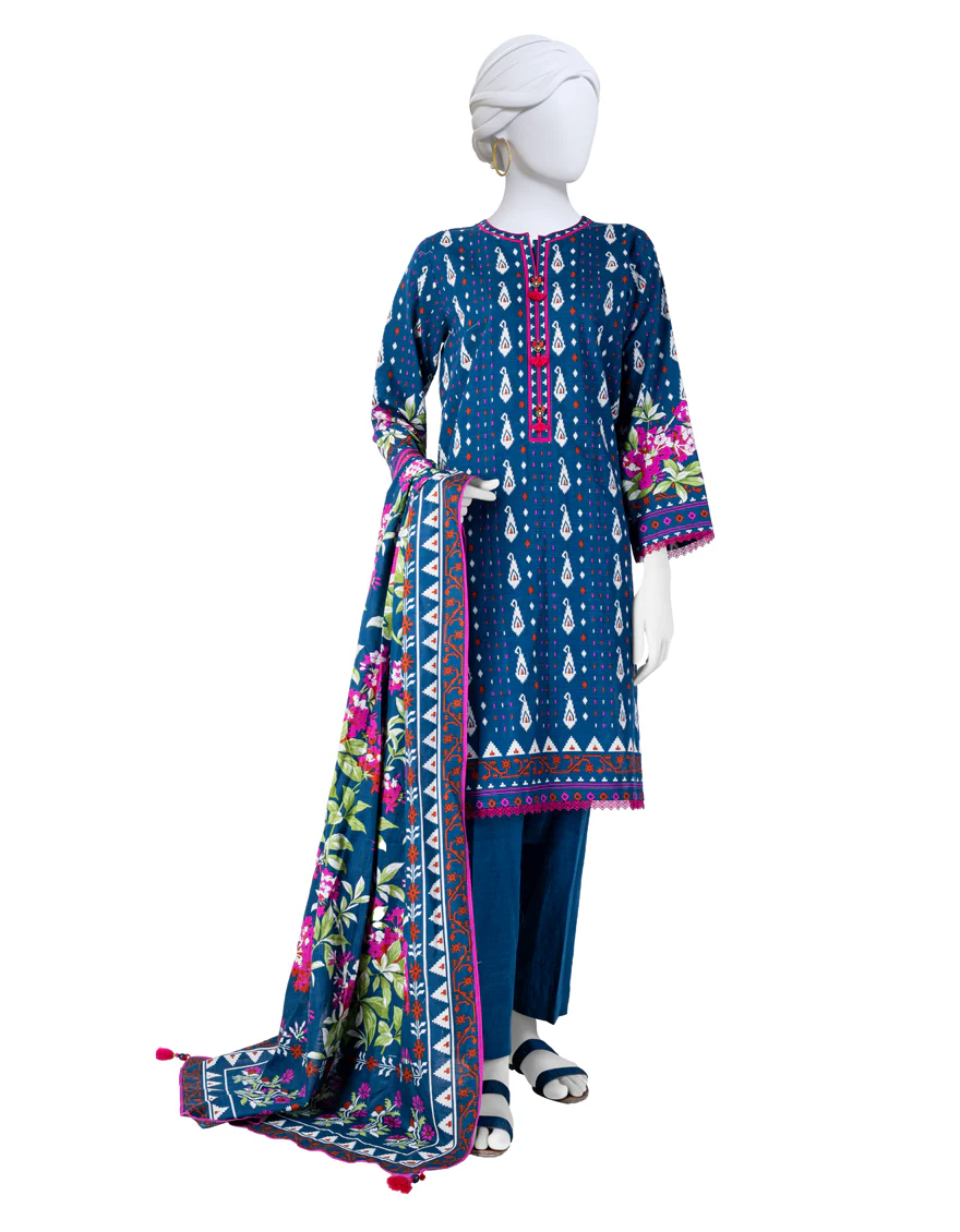 BLUE KHADDAR 3PC UNSTITCHED | JJLS-W-JW-24-1725 FB/FLORAL JAMDANI-8