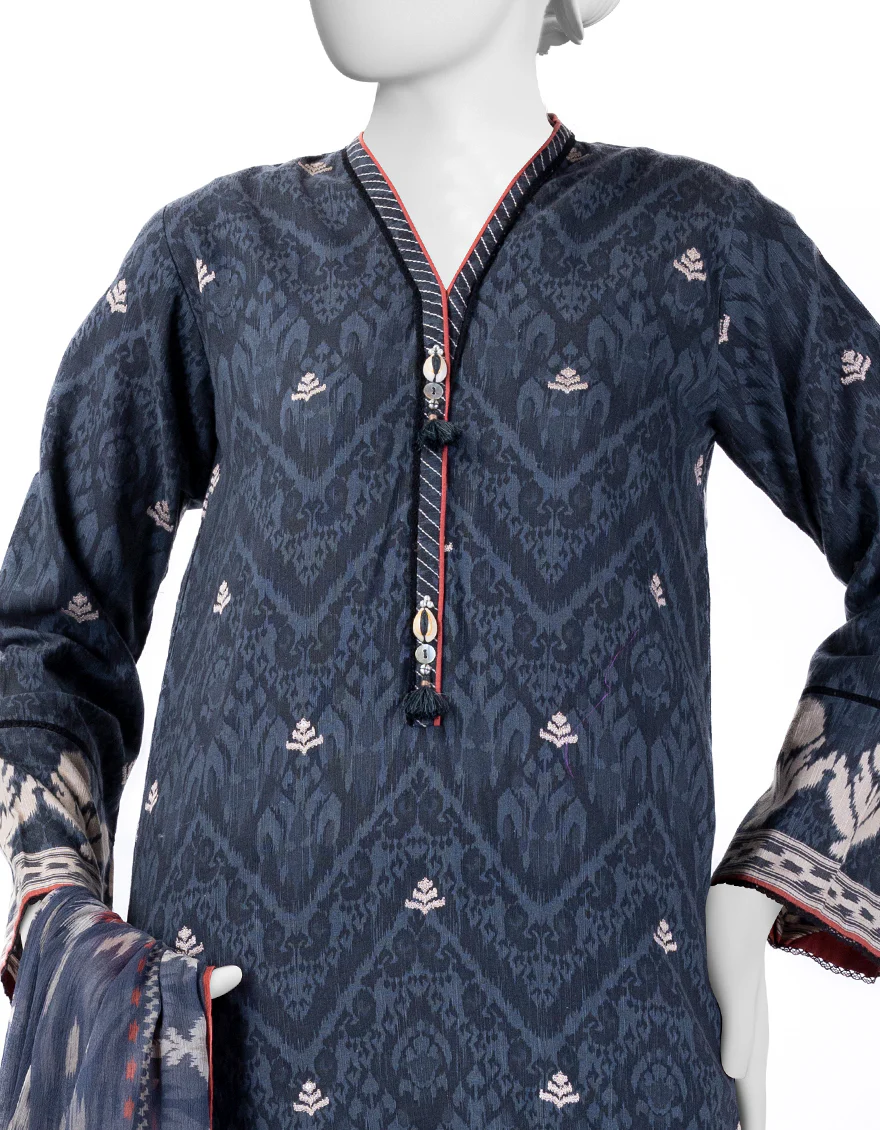 GREY SLUB 3PC UNSTITCHED | JJLS-W-JW-24-1729 FB/IKAT-8 - Image 2