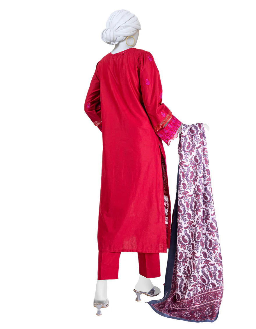 RED CAMBRIC 3PC UNSTITCHED | JJLS-W-JW-24-1737 FB/LUXE-A-2 - Image 2