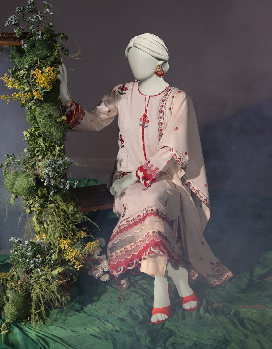 WHITE CAMBRIC 3PC UNSTITCHED | JJLS-W-JW-24-1748 FB/LUXE-B-5 - Image 2