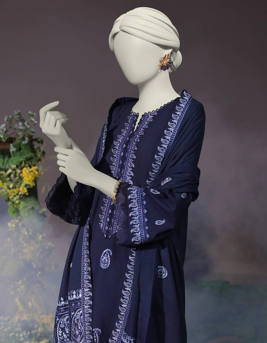 BLUE CAMBRIC 3PC UNSTITCHED | JJLS-W-JW-24-1749 FB/LUXE-B-6 - Image 3