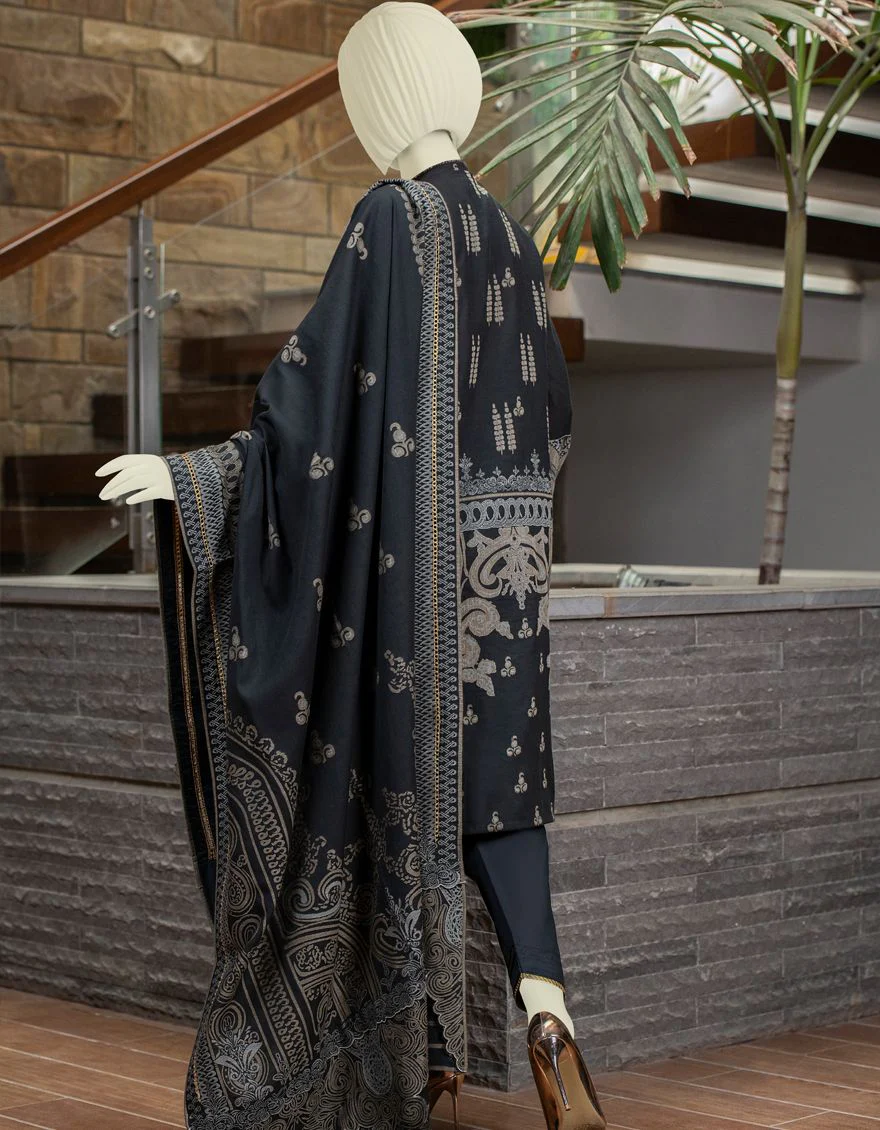 BLACK JACQUARD 3PC UNSTITCHED | JJLS-W-JW-US-20-1109 FB/RUSLAN - Image 3