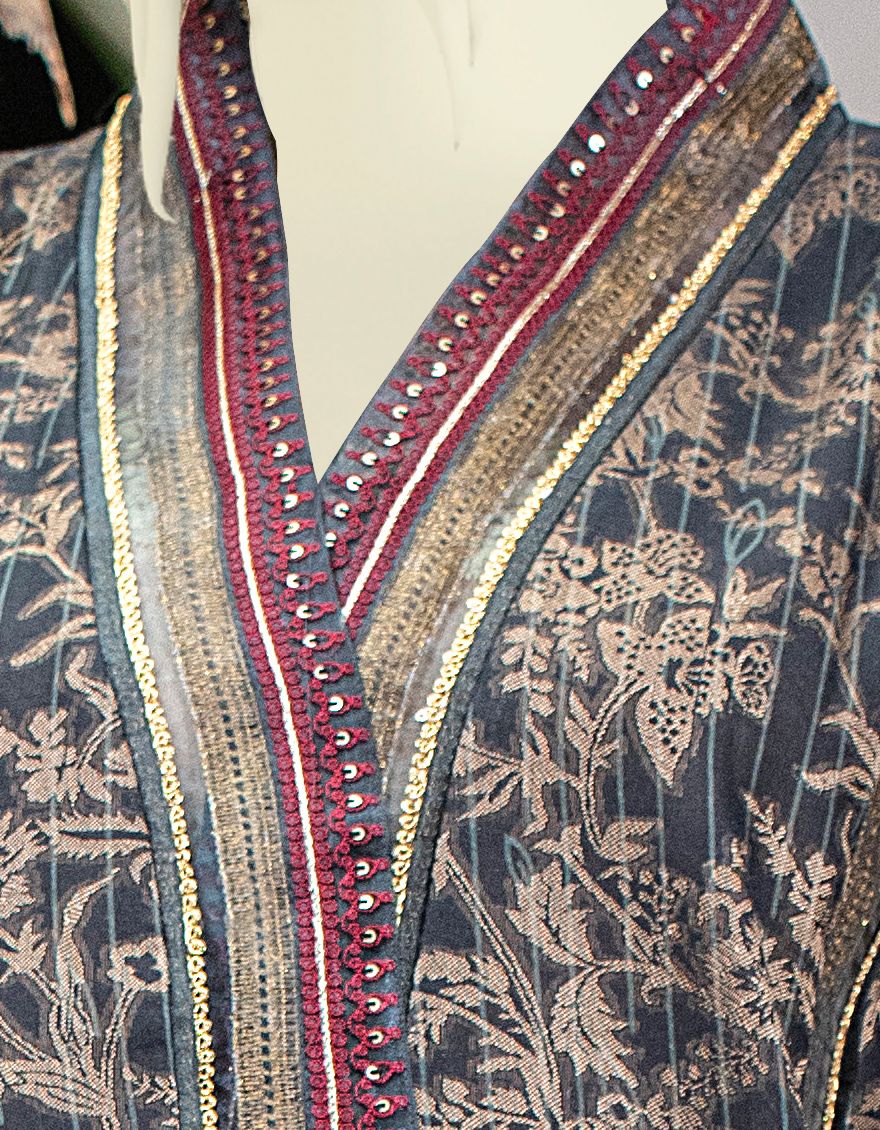 BLACK JACQUARD 3PC UNSTITCHED | JJLS-W-JW-US-20-1125 FB/POT POURRI - Image 2