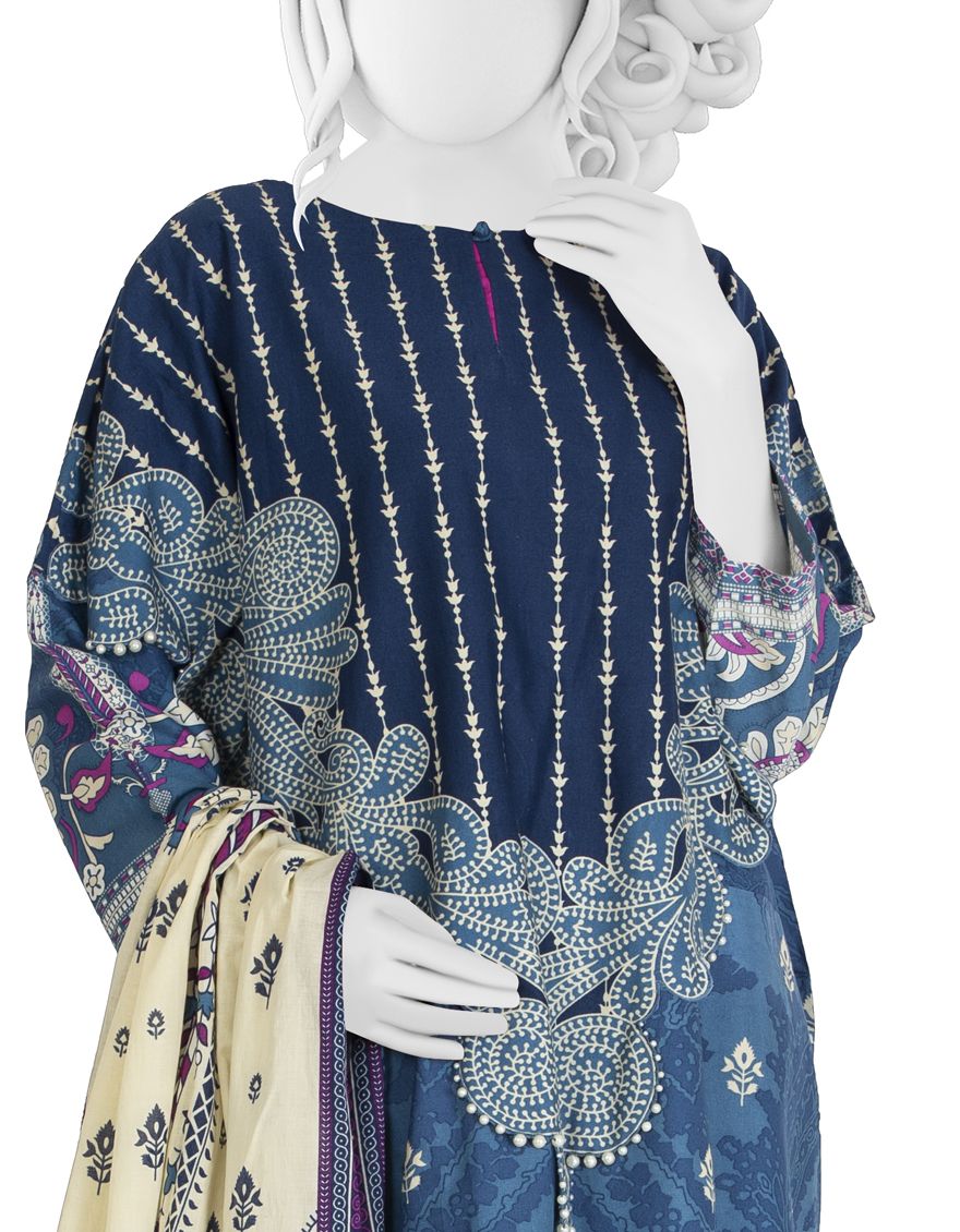 BLUE CAMBRIC 3PC UNSTITCHED | JJLS-W-JW-US-21-1724 FB/FESTAL - Image 2